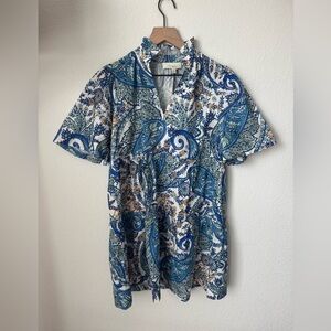 Anthropologie Pinch Blue Paisley Mini Dress 100% Cotton - Small